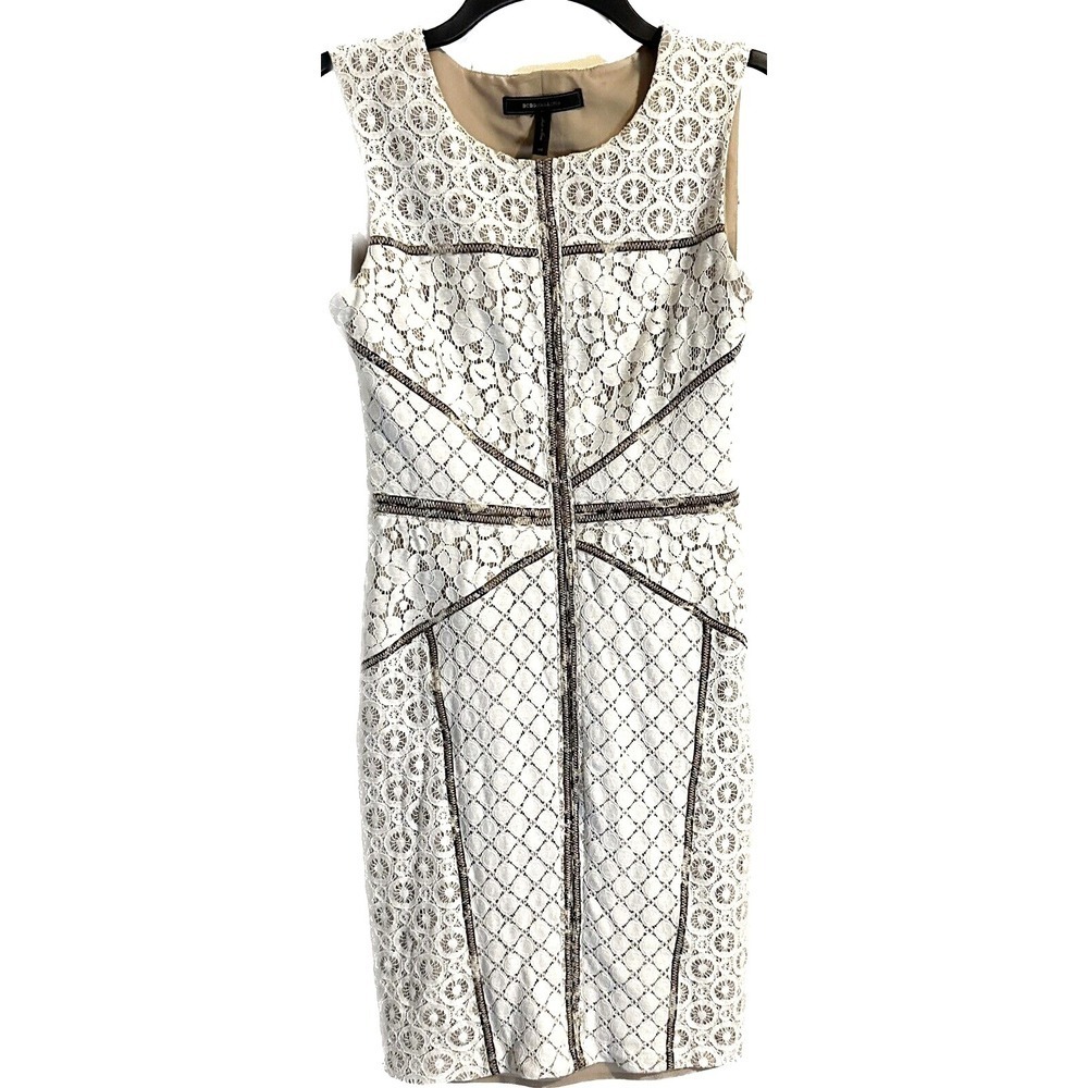 BCBGMAXAZRIA Dress Womens Size 2 Andrea Lace Sheath Sleeveless Lined $268